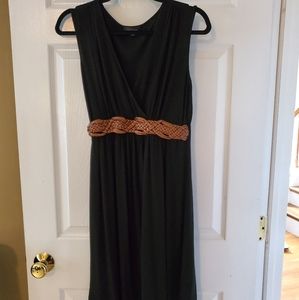 Sense black dress with faux brown leather belt